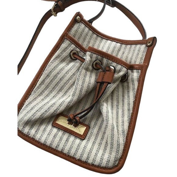 Simply Noelle Crossbody Bag Shoulder Purse Whiskey Blue Stripes Faux Leather NEW - Picture 2 of 6